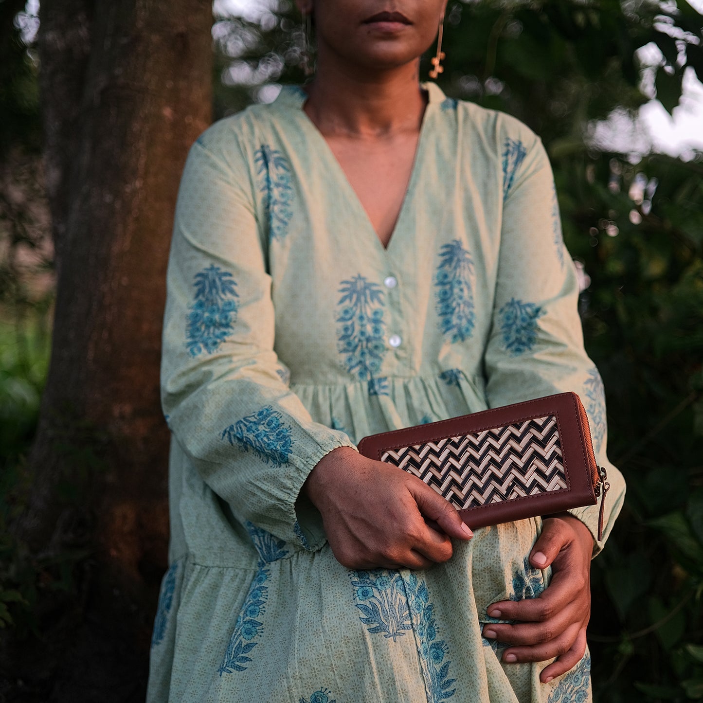 Evening Clutch Bag - Black & Biege